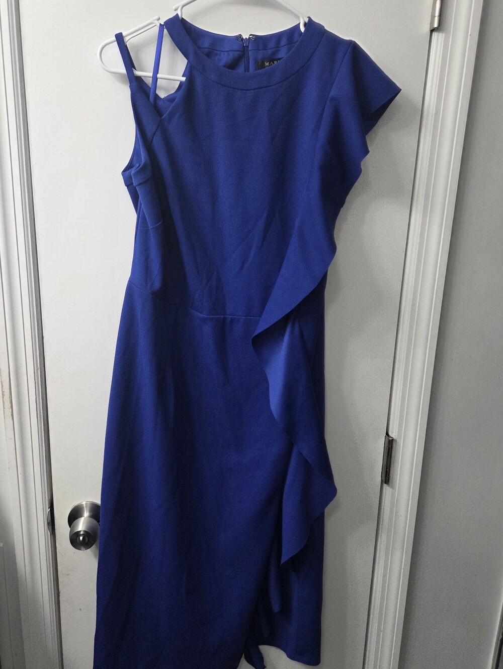 Women’s Royal Blue Ruffle Midi Dress. Great for A Wedding.
